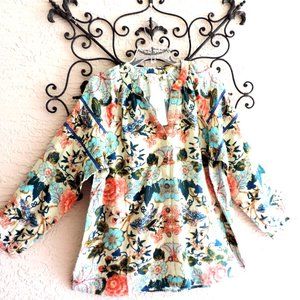 New w/o Tags SOFT SURROUNDINGS Floral Partial Button Down Tunic Size XL